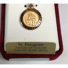 St Peregrine Gold on Sterling Medal w/chain